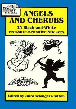 Paperback Angels and Cherubs: 24 Black-And-White Pressure-Sensitive Stickers (Dover Instant Art Stickers) Book