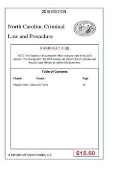 Paperback North Carolina Criminal Law and Procedure-Pamphlet 88 Book