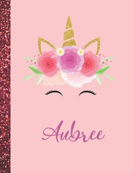 Aubree: Aubree Marble Size Unicorn SketchBook Personalized White Paper for Girls and Kids to Drawing and Sketching Doodle Taking Note Size 8.5 x 11