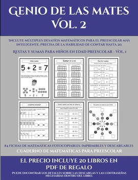 Cuaderno de matemáticas para preescolar (Genio de las mates Vol. 2): Incluye múltiples desafíos matemáticos para el preescolar más inteligente. ... de contar hasta 20. (Spanish Edition)