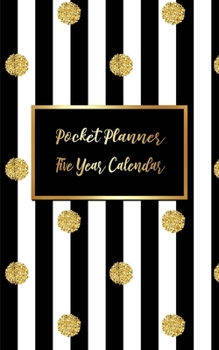 Pocket Planner Five Year Calendar: 5-Year Monthly Pocket Planner: Calendar, Goals, To Do List, Notes and U.S. Holidays, Hand Lettering Workbook. Gold Dot and Black Line Cover