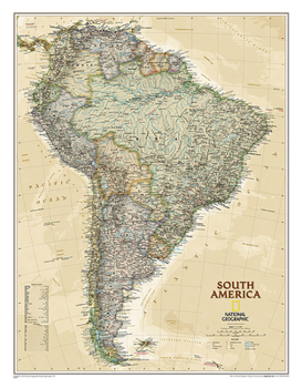 Map National Geographic South America Wall Map - Executive (23.5 x 30.25 in) (National Geographic Reference Map) Book