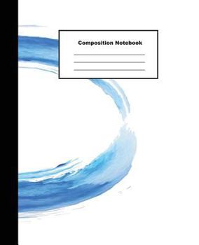 Composition Notebook: Blue Circular Water Colour Wide Ruled Paper Notes for Artist