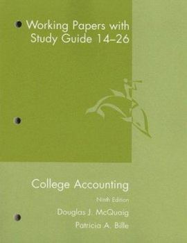 Paperback College Accounting Working Papers with Study Guide: Chapters 14-26 Book