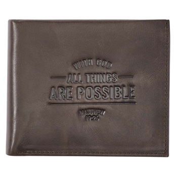 Misc. Wallet Leather with God All Things Are Possible Matthew 19:26 Book