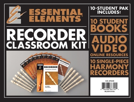 Paperback Essential Elements for Recorder Classroom Kit: Includes 10 Student Books Online Audio and 10 Recorders Book