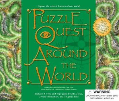 Board book Puzzle Quest Around the World [With 2 Dice and 8 Game Boards, 2 Wipe-Off Markers and 16 Game Disks] Book