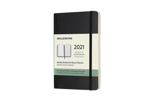 Calendar Moleskine 2021 Weekly Planner, 12m, Pocket, Black, Soft Cover (3.5 X 5.5) Book