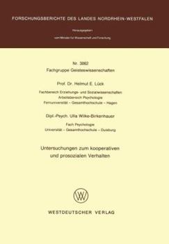 Paperback Untersuchungen Zum Kooperativen Und Prosozialen Verhalten [German] Book