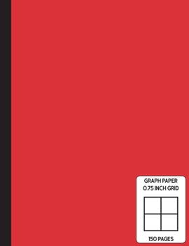Low Vision Notebook: 0.75 Inch Graph Paper | Full Size Grid Ruled Notebook | Large Print Page Numbers | Red Cover
