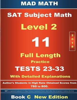 Paperback 2018 SAT Subject Math Level 2 Book C Tests 23-33 Book