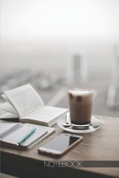 Notebook: Coffee drink and book with view [110 pages]: Coffee drink and book with view