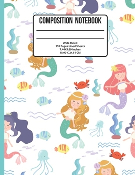 Composition Notebook Wide Ruled: Mermaid 110 Pages