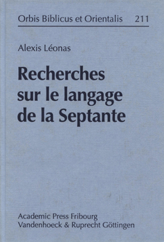 Hardcover Recherches Sur Le Langage de la Septante [French] Book