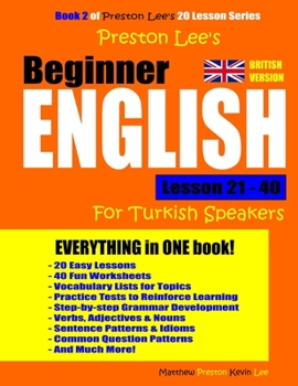 Paperback Preston Lee's Beginner English Lesson 21 - 40 For Turkish Speakers (British) Book