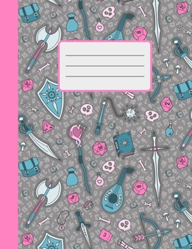 RPG Quest Composition Notebook: 100 College Ruled Pages & 20 Graph Pages with Table of Contents, Teal & Pink on Grey Cover
