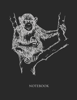 Paperback Chimpanzee Notebook: Hand Writing Notebook - Large (8.5 x 11 inches) - 110 Numbered Pages - Silver Softcover Book