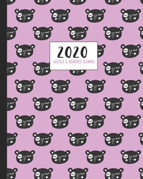 Paperback 2020 Monthly & Weekly Planner: Cute cartoon bear face Scandi art themed diary planner. Jan - December 2020. Feature packed with goal and habit tracki Book