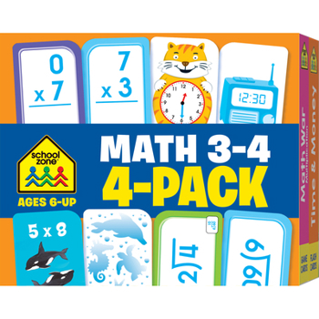 Misc. School Zone Math 3-4 Flash Cards 4-Pack Book
