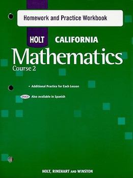 Paperback Holt Mathematics: Homework and Practice Workbook Course 2 Book