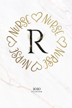 2020 Planner: Vintage Gold Floral Letter "R" Monogram Nurse Gift