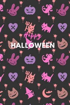 Happy Halloween: Purple Halloween Composition Book With Creep Scary Pumpkin Journal And Diary 100 Pages For Kids School Teens