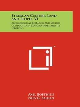 Paperback Etruscan Culture, Land And People, V1: Archeological Research And Studies Conducted In San Giovenale And Its Environs Book