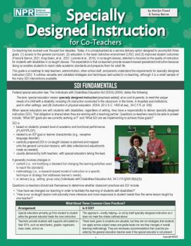 Paperback Specially Designed Instruction for Co-Teachers Book