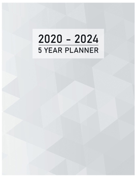 FIVE YEAR PLANNER: 2020-2024 Weekly Monthly Calendar I Geometric Grayscale Binding I 5 Years Appointments, Family Events, Log Book Business I Agenda & Schedule I Motivational Journal I Christmas Gift