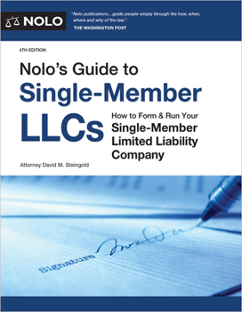 Paperback Nolo's Guide to Single-Member Llcs: How to Form & Run Your Single-Member Limited Liability Company Book