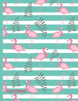 Sketchbook: Exotic Flamingos Pastel Green Pattern - Kids Fun Activity Notebook for Drawing, Doodling, Crayon Coloring, Writing & Painting ,Blank Paper ... (Flamingo Sketching Notebooks & Draw Journal)