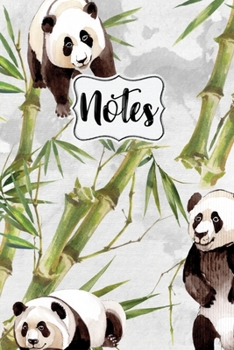 Notes: Watercolor Panda Notebook White Background 6"x9" 120 Blank Lined Pages