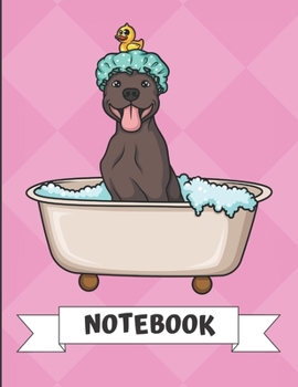 Paperback Notebook: Funny Corgi Puppy Dog in Bath Tub Cartoon on a Pink Diamond Background. Book is Filled with Lined Journal Paper for No Book