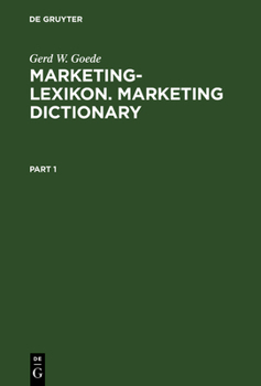 Hardcover Marketing-Lexikon. Marketing Dictionary: Englisch-Deutsch, Deutsch-Englisch [German] Book