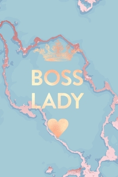 Paperback Boss Lady: Inspirational Quote Bullet Journal, Soft Blue Marble and Gold - 6 x 9, 120 Dot Grid Pages Book
