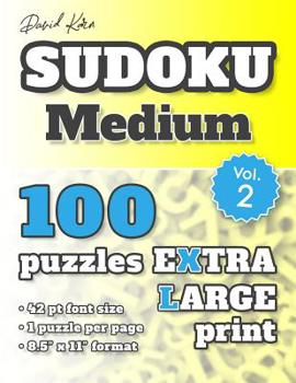 Paperback David Karn Sudoku - Medium Vol 2: 100 Puzzles, Extra Large Print, 42 pt font size, 1 puzzle per page [Large Print] Book