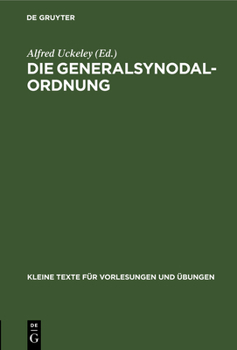 Hardcover Die Generalsynodal-Ordnung [German] Book