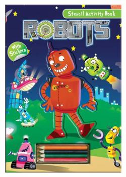 Hardcover Activity Stencil Books - Robots: Colouring & Activity Book