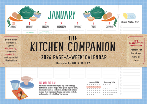 Calendar The Kitchen Companion Page-A-Week Calendar 2024: It's Magnetic! Perfect for the Fridge, Wall or Desk Book