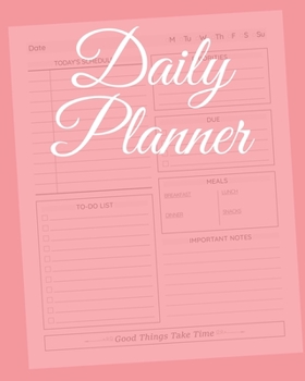 Paperback Daily Planner: To Do List Notebook, Planner and Schedule Diary, Daily Task Checklist Organizer Journal - Undated, 2019, 2020.. (Pink) Book