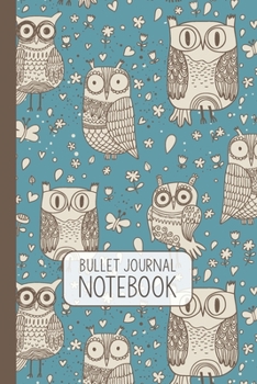 Paperback Bullet Journal: Lovely Owls Dotted Grid Notebook with 110 Numbered Pages (6x9 inches) Mellow Blue Book