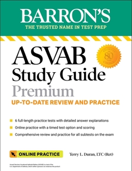 Paperback ASVAB Study Guide Premium: 6 Practice Tests + Comprehensive Review + Online Practice Book