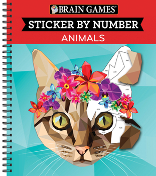 Spiral-bound Brain Games - Sticker by Number: Animals (28 Images to Sticker) Book