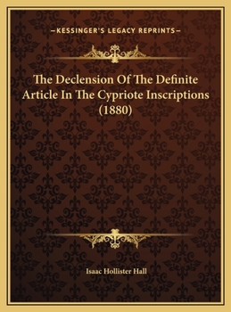 The Declension Of The Definite Article In The Cypriote Inscriptions