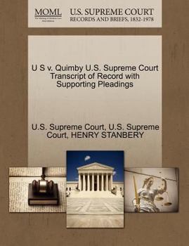 Paperback U S V. Quimby U.S. Supreme Court Transcript of Record with Supporting Pleadings Book