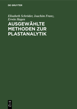 Hardcover Ausgewählte Methoden Zur Plastanalytik [German] Book