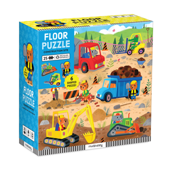 Misc. Construction Site 25 Piece Floor Puzzle with Shaped Pieces Book