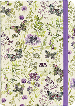 Calendar 2025 Amethyst Butterflies Weekly Planner (16 Months, Sept 2024 to Dec 2025) Book