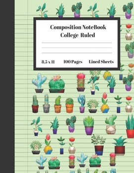 Composition Notebook College Ruled Lined Sheets: Large Pretty Under 10 Dollar Notebook Paper Back to School Botanical House Plant Indoor Gifts and ... Teens Women students Kids Adults Teachers