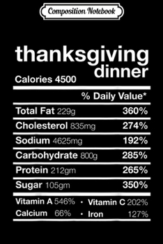 Composition Notebook: Funny Family Thanksgiving Dinner Nutritional Facts  Journal/Notebook Blank Lined Ruled 6x9 100 Pages
